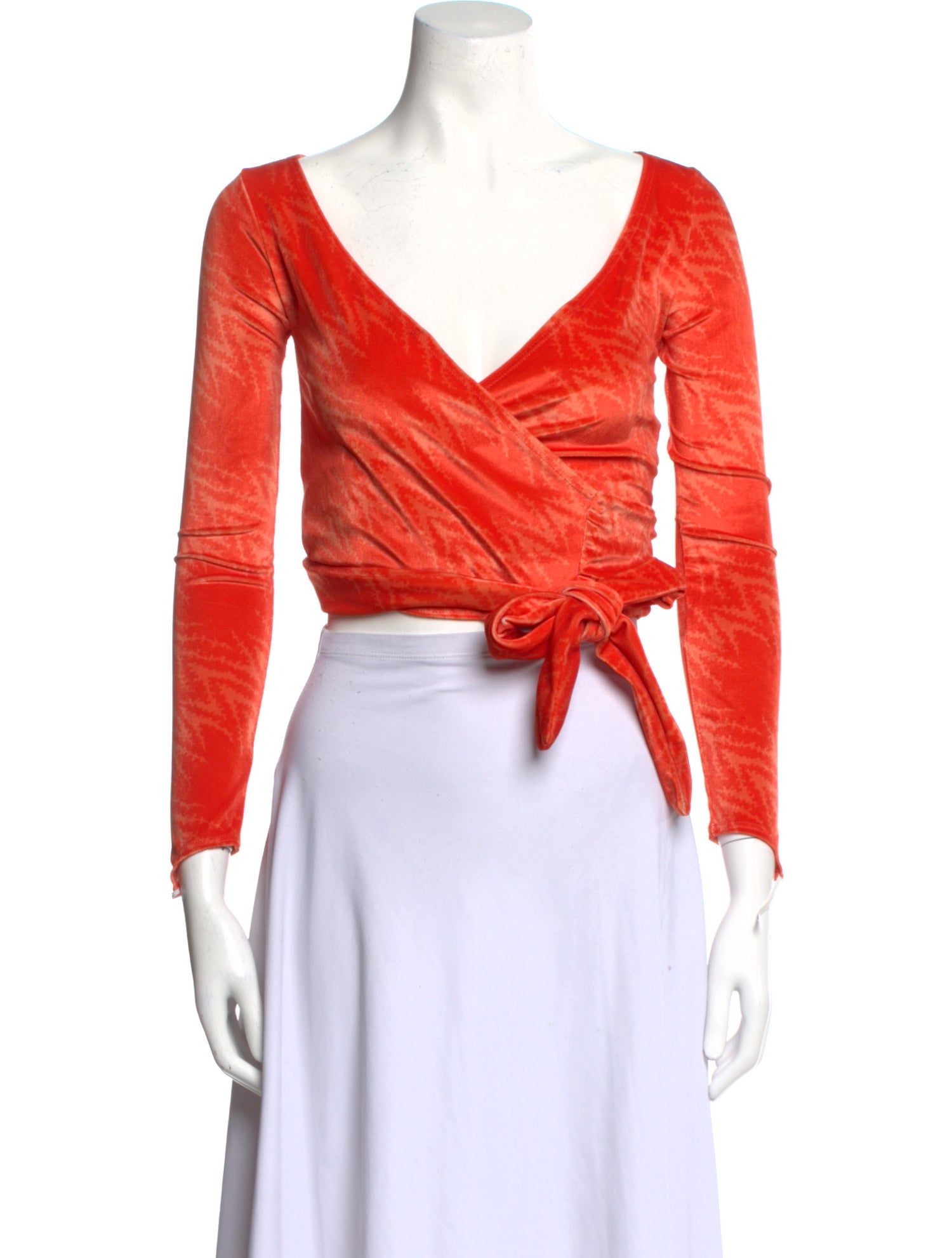 Maisie Wilen V-Neck Long Sleeve Crop Top