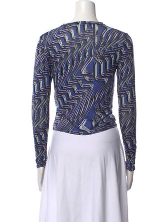 Maisie Wilen Printed Bateau Neckline Crop Top