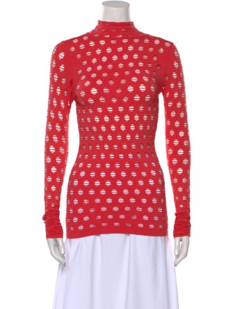 Maisie Wilen Polka Dot Print Turtleneck Top