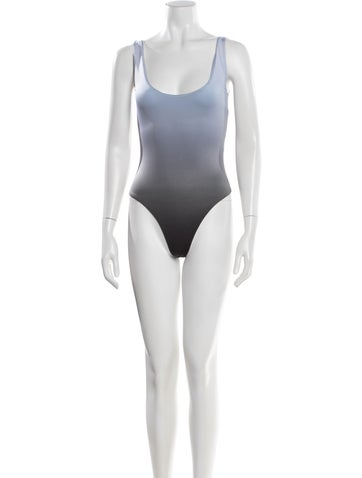 Pre-owned Maisie Wilen Printed Scoop Neck Bodysuit In Blue