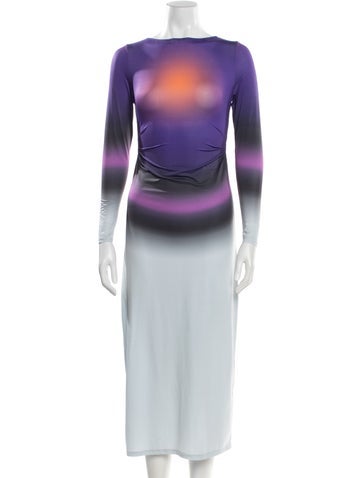 Pre-owned Maisie Wilen Printed Long Dress In Purple
