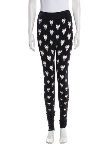 Pre-owned Maisie Wilen Graphic Print Cutout Accent Sweatpants In Black