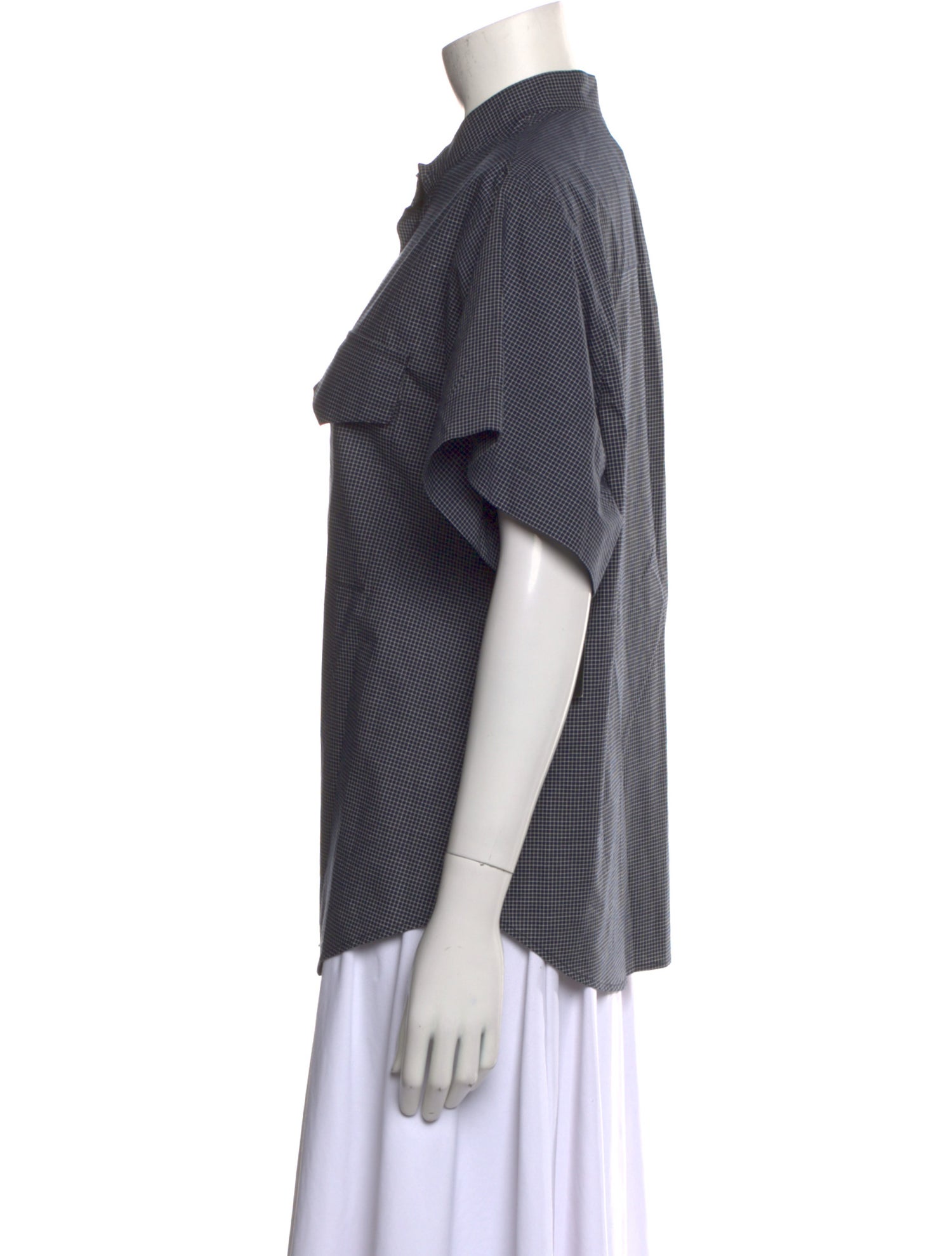 Matin Plaid Print Short Sleeve Button-Up Top