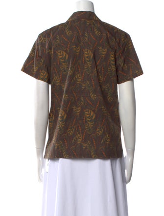 Matin Paisley Print Short Sleeve Button-Up Top