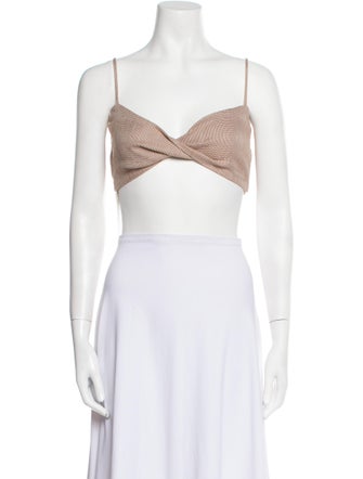 Matthew Bruch Square Neckline Sleeveless Crop Top