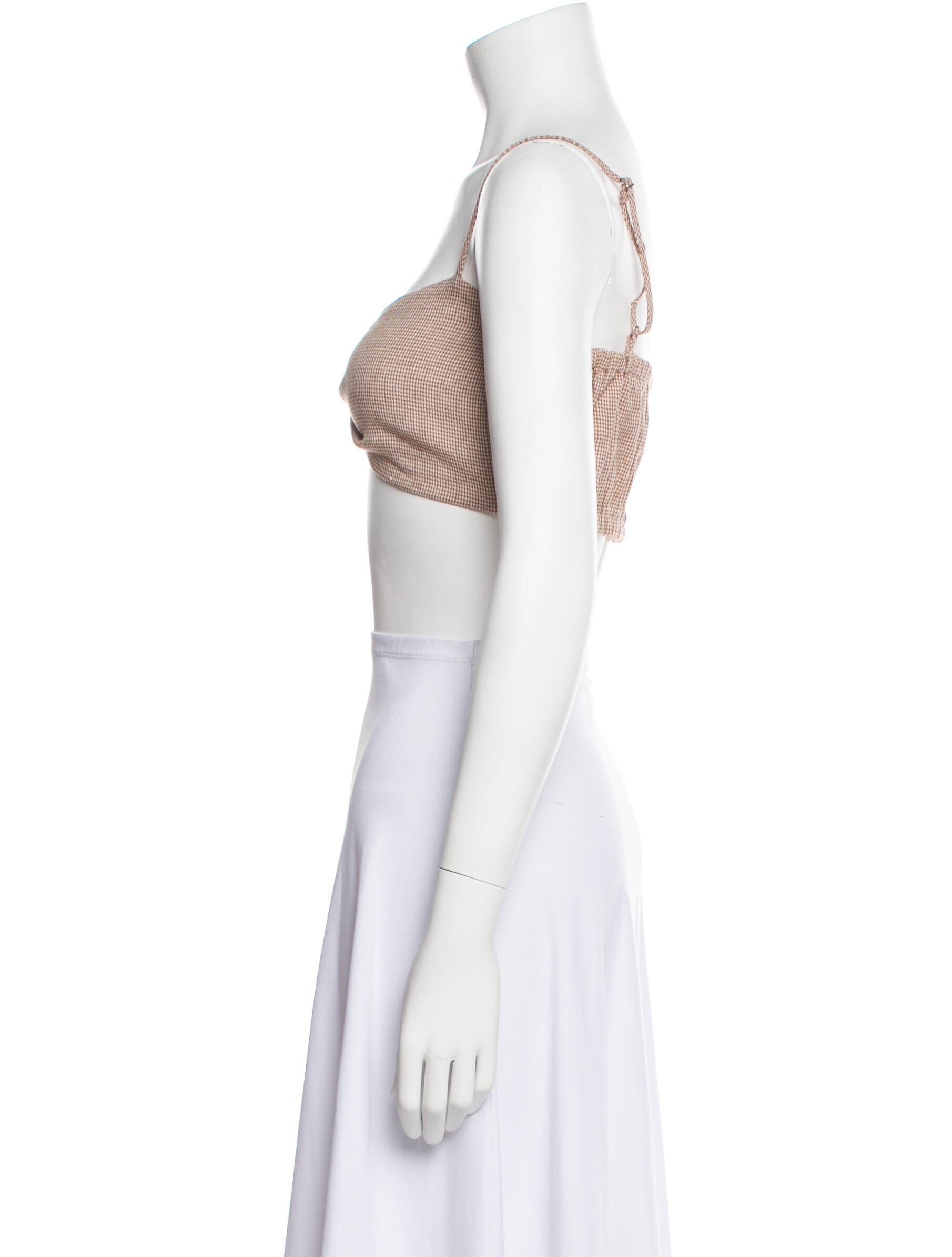 Matthew Bruch Square Neckline Sleeveless Crop Top