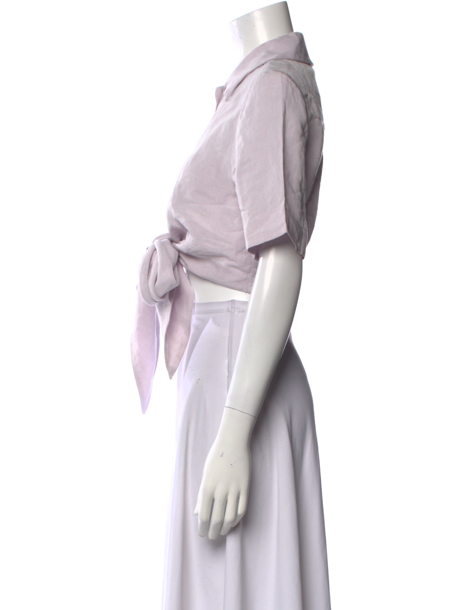 Matthew Bruch Linen Short Sleeve Crop Top