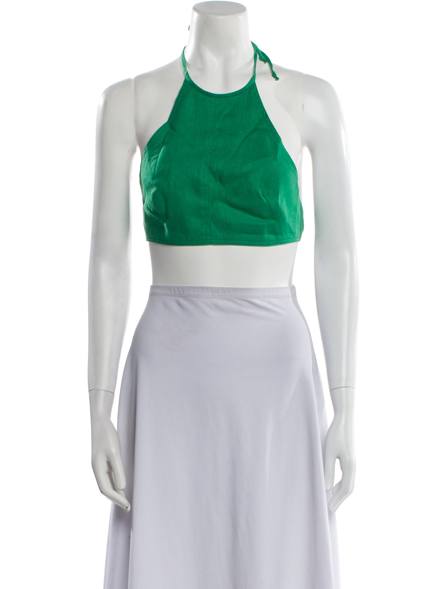 Matthew Bruch Linen Halterneck Crop Top