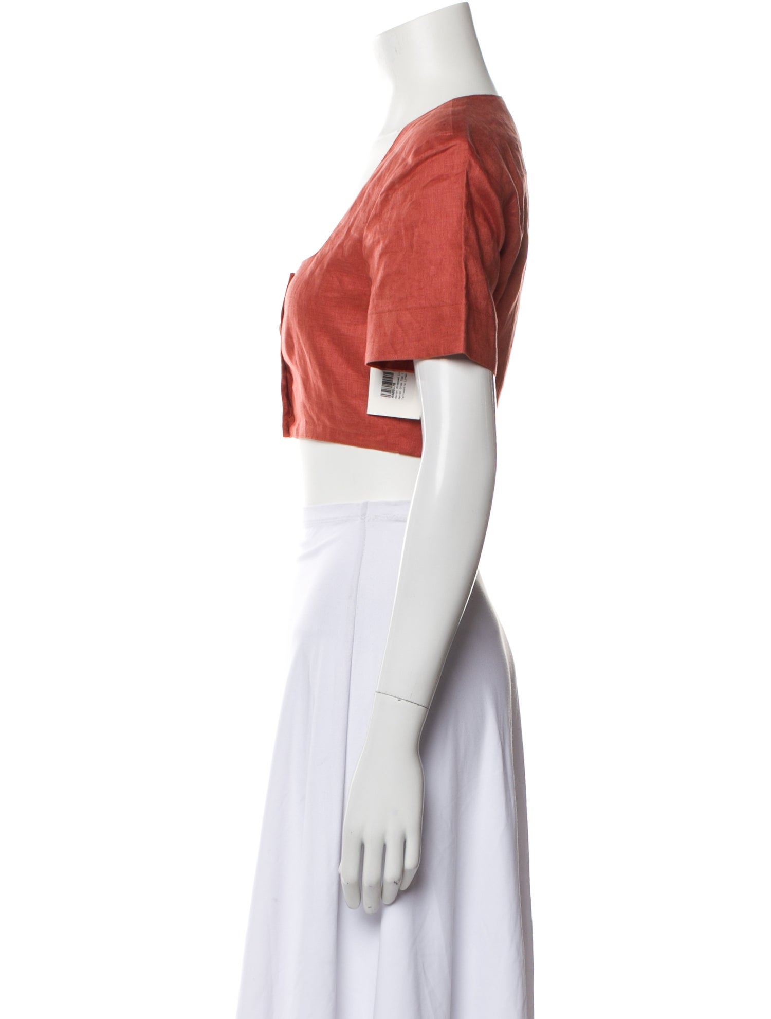 Matthew Bruch Linen Square Neckline Crop Top