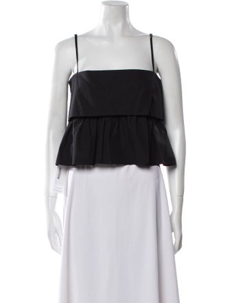 Matthew Bruch Square Neckline Sleeveless Crop Top