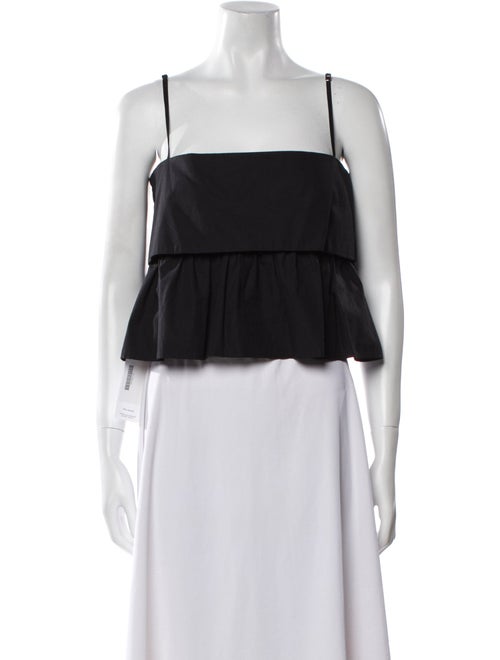 Matthew Bruch Square Neckline Sleeveless Crop Top