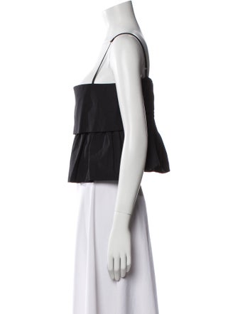 Matthew Bruch Square Neckline Sleeveless Crop Top
