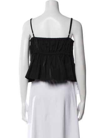 Matthew Bruch Square Neckline Sleeveless Crop Top