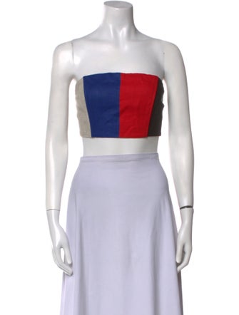 Matthew Bruch Linen Striped Crop Top