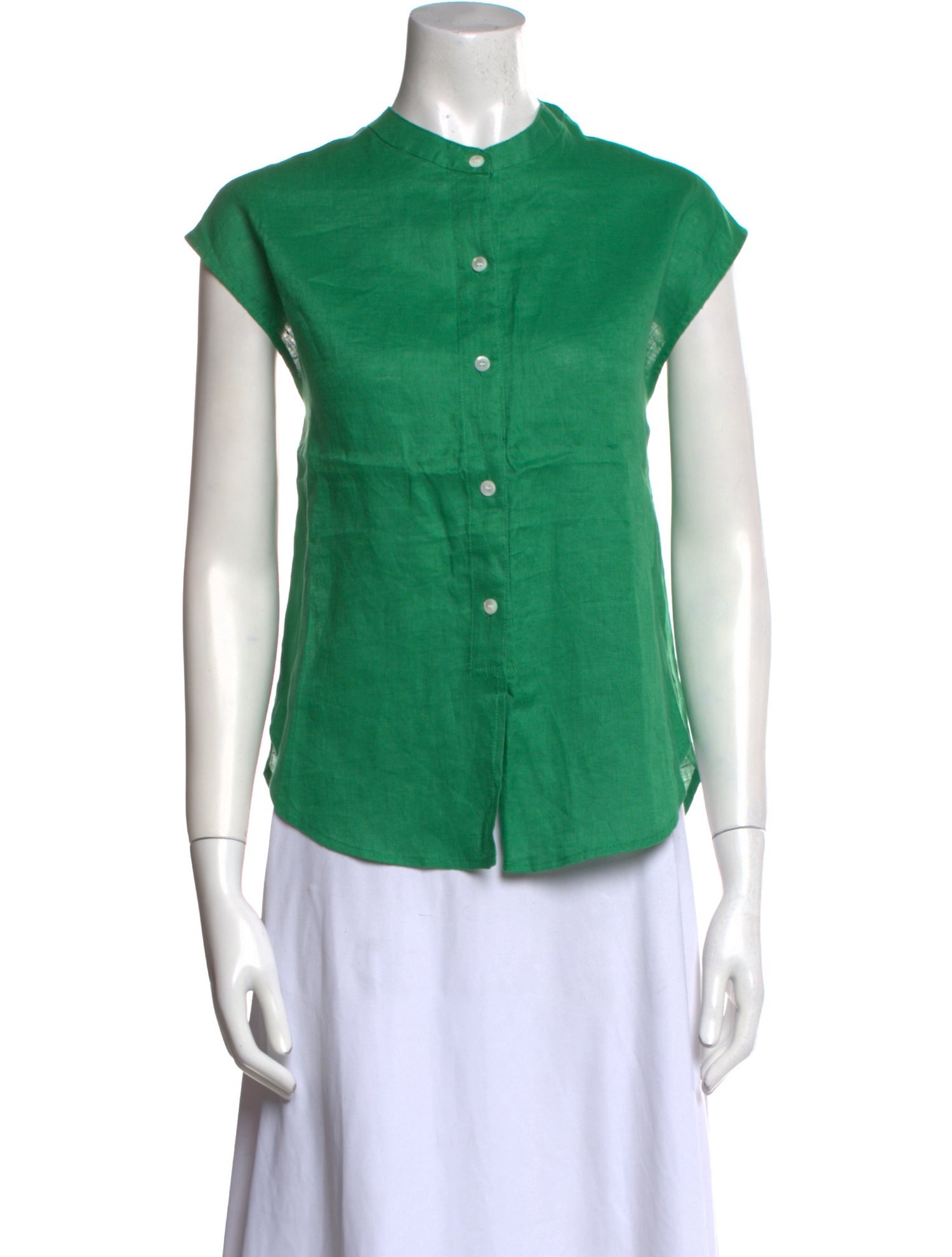 Matthew Bruch Crew Neck Short Sleeve Button-Up Top