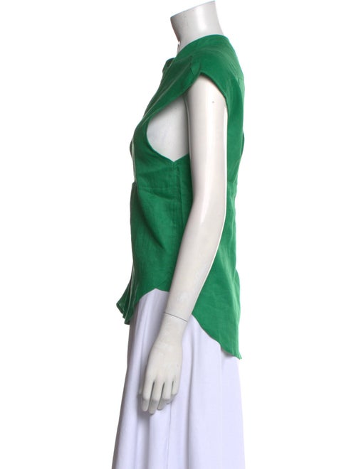 Matthew Bruch Crew Neck Short Sleeve Button-Up Top