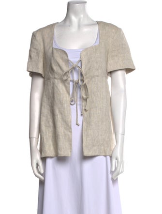 Matthew Bruch Linen Square Neckline Top