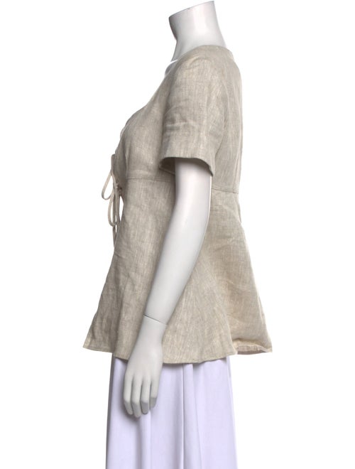 Matthew Bruch Linen Square Neckline Top