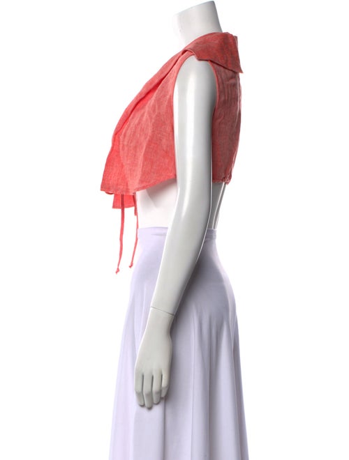 Matthew Bruch Linen V-Neck Crop Top