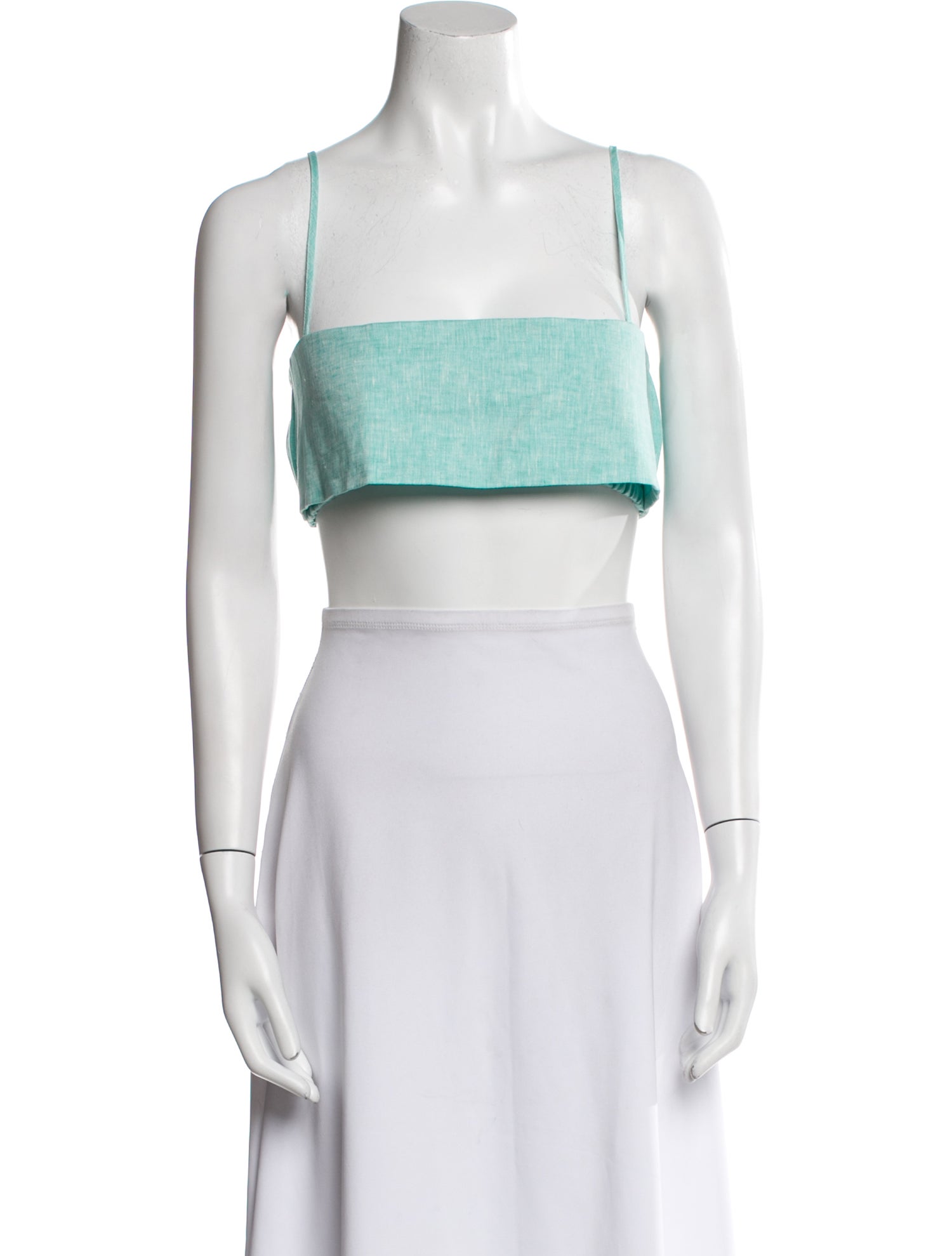 Matthew Bruch Linen Square Neckline Crop Top