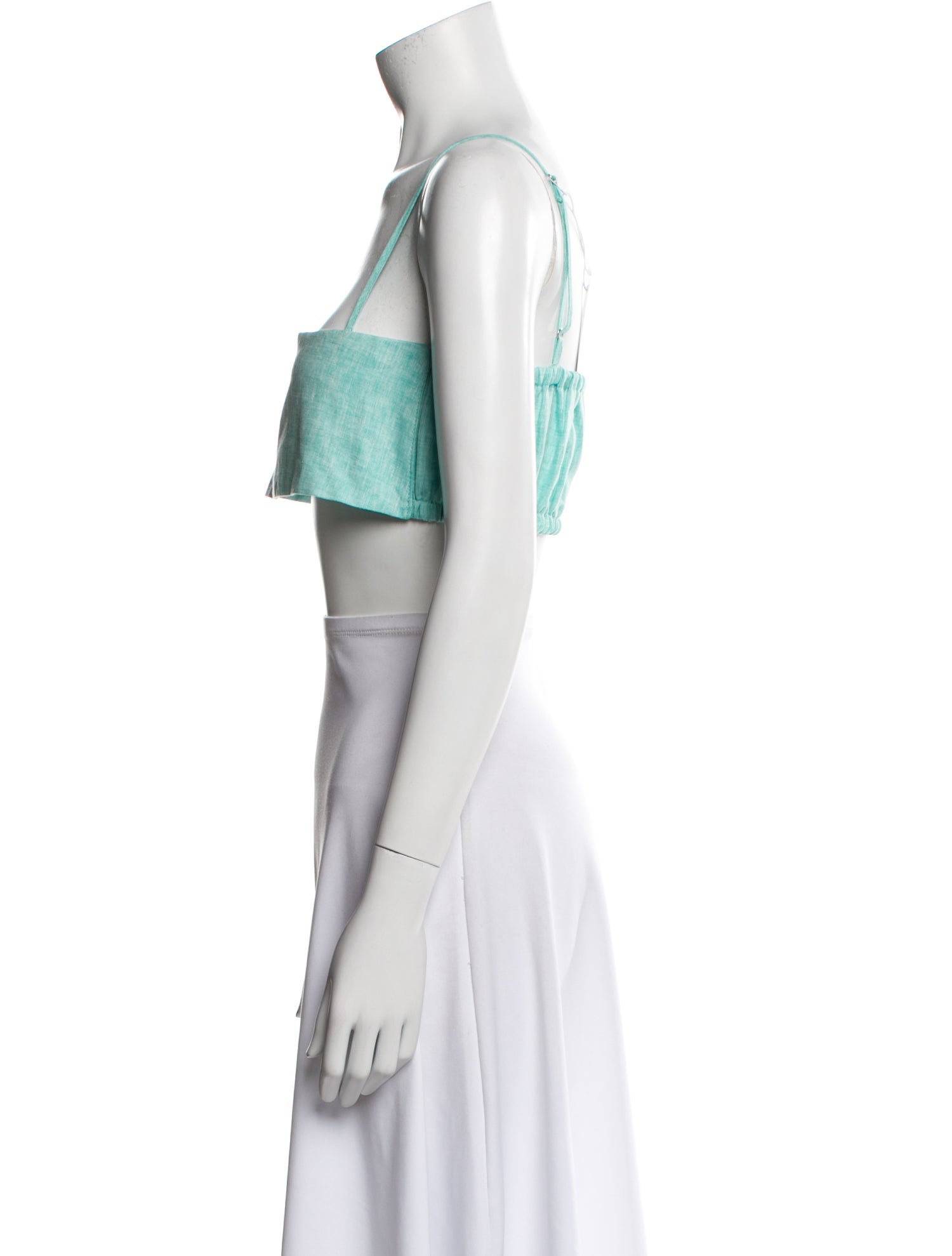 Matthew Bruch Linen Square Neckline Crop Top