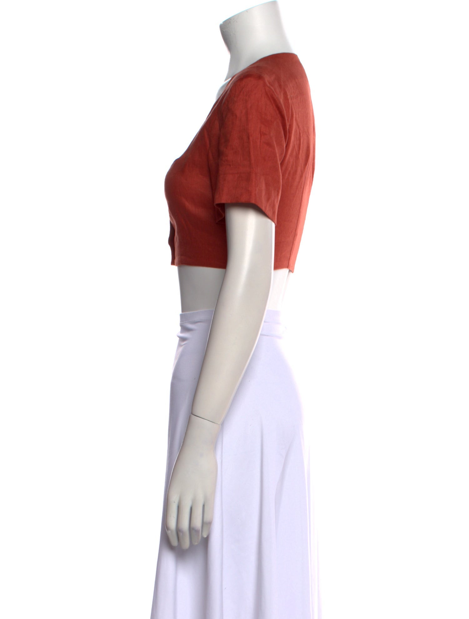 Matthew Bruch Linen Square Neckline Crop Top