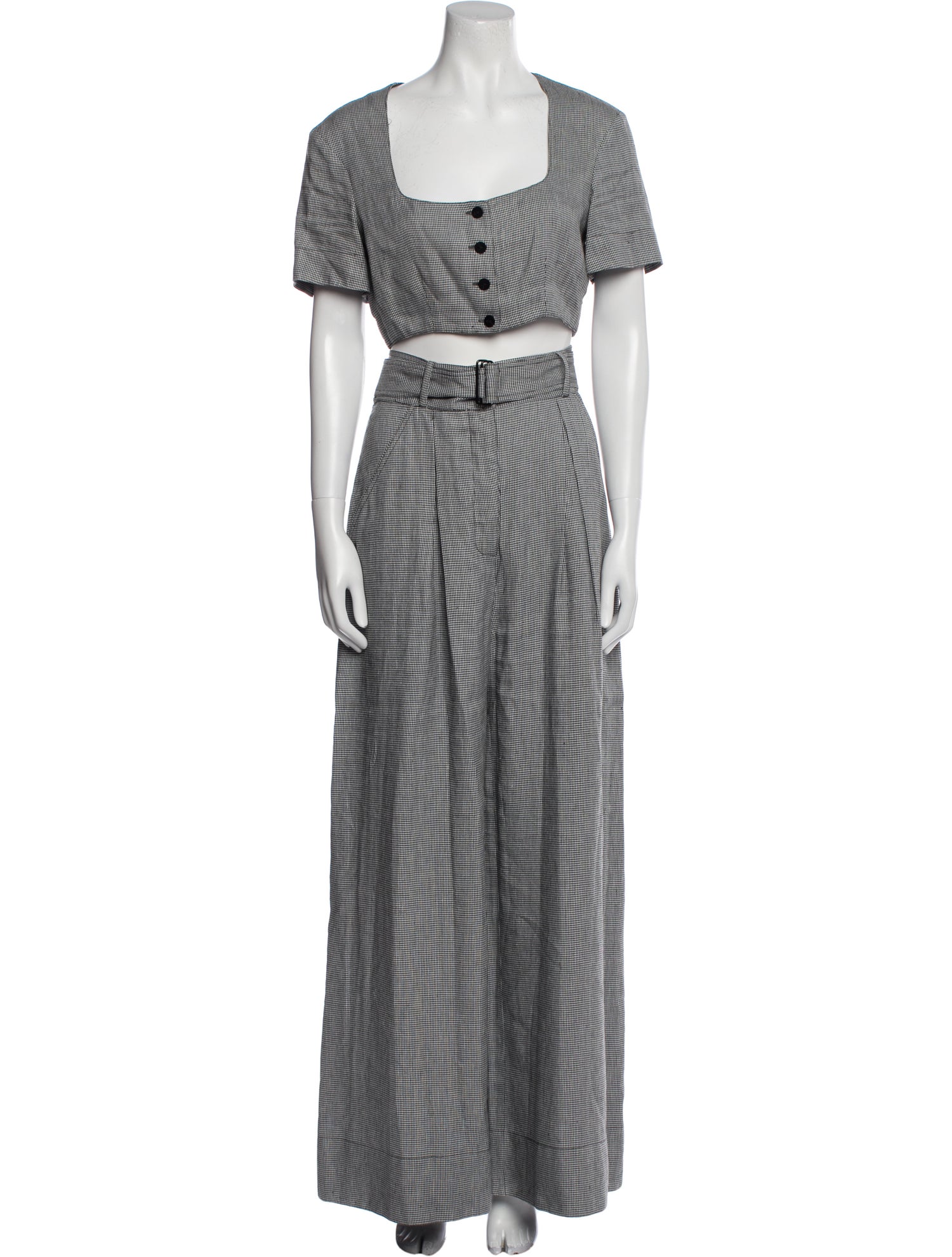 Matthew Bruch Plaid Print Pleated Accents Pant Set