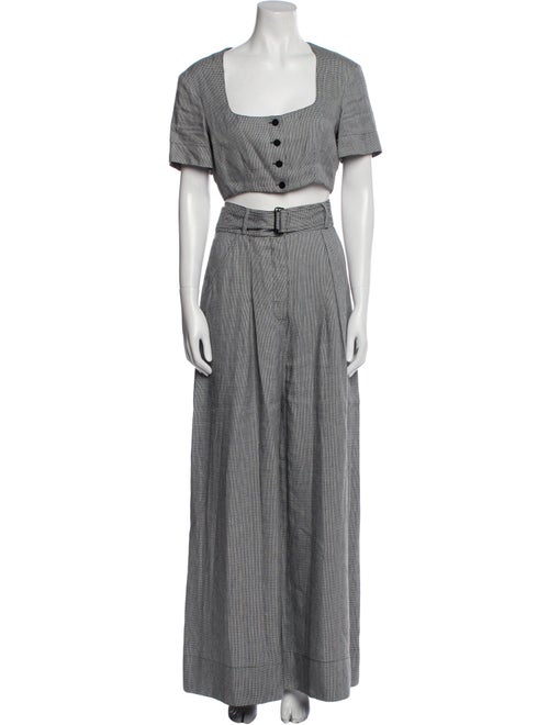 Matthew Bruch Plaid Print Pleated Accents Pant Set