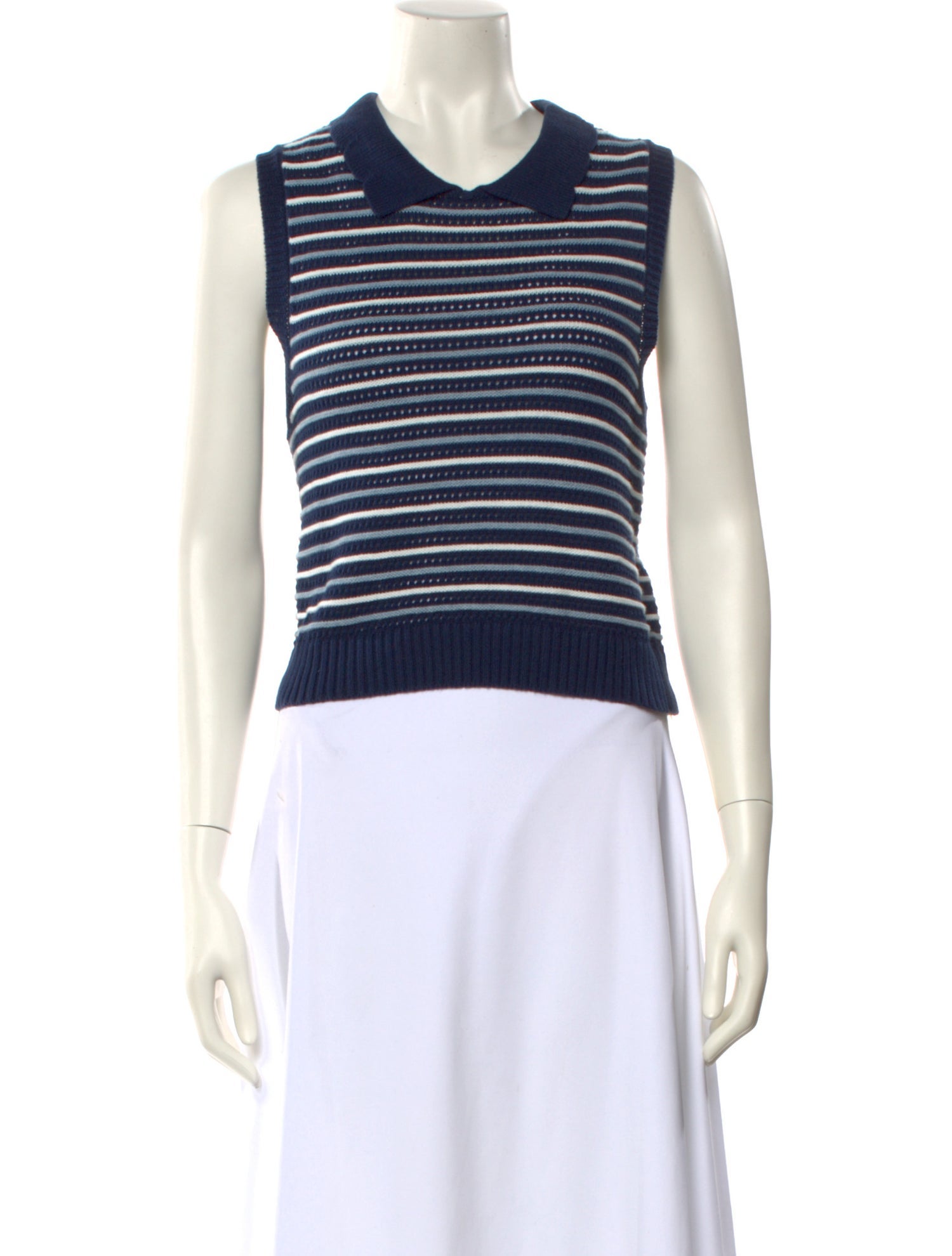 Matthew Bruch Striped Crew Neck Crop Top