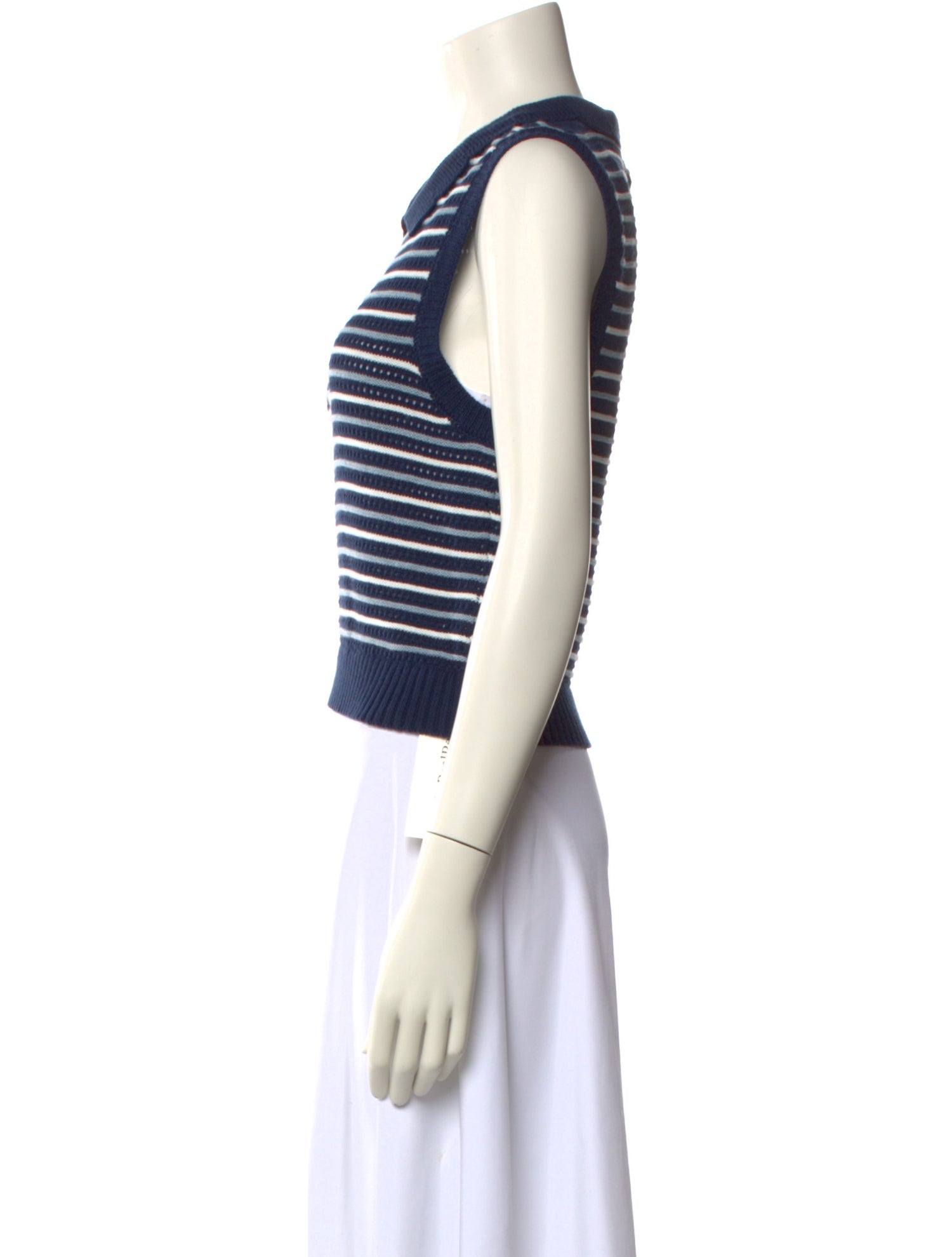 Matthew Bruch Striped Crew Neck Crop Top