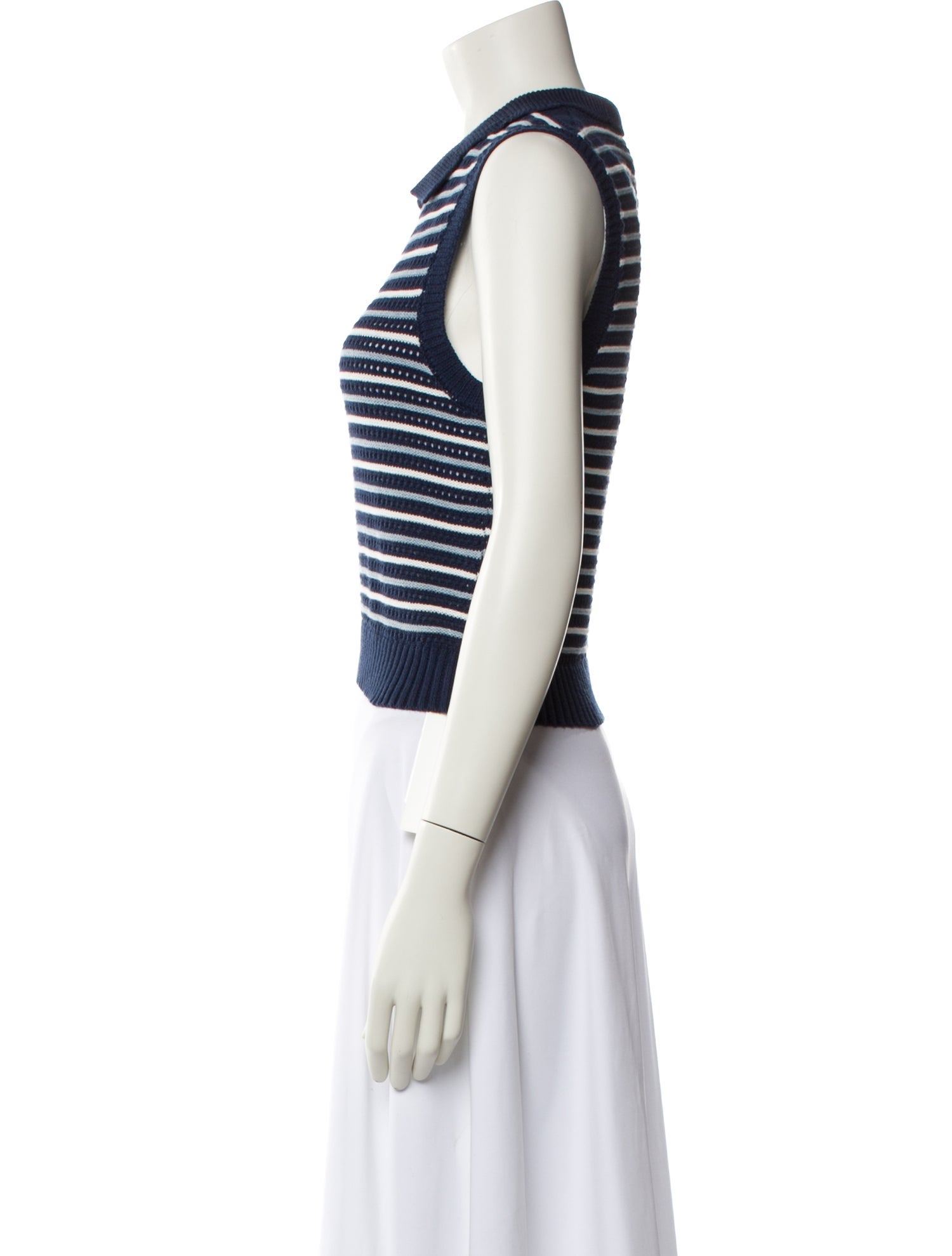 Matthew Bruch Striped Crew Neck Crop Top