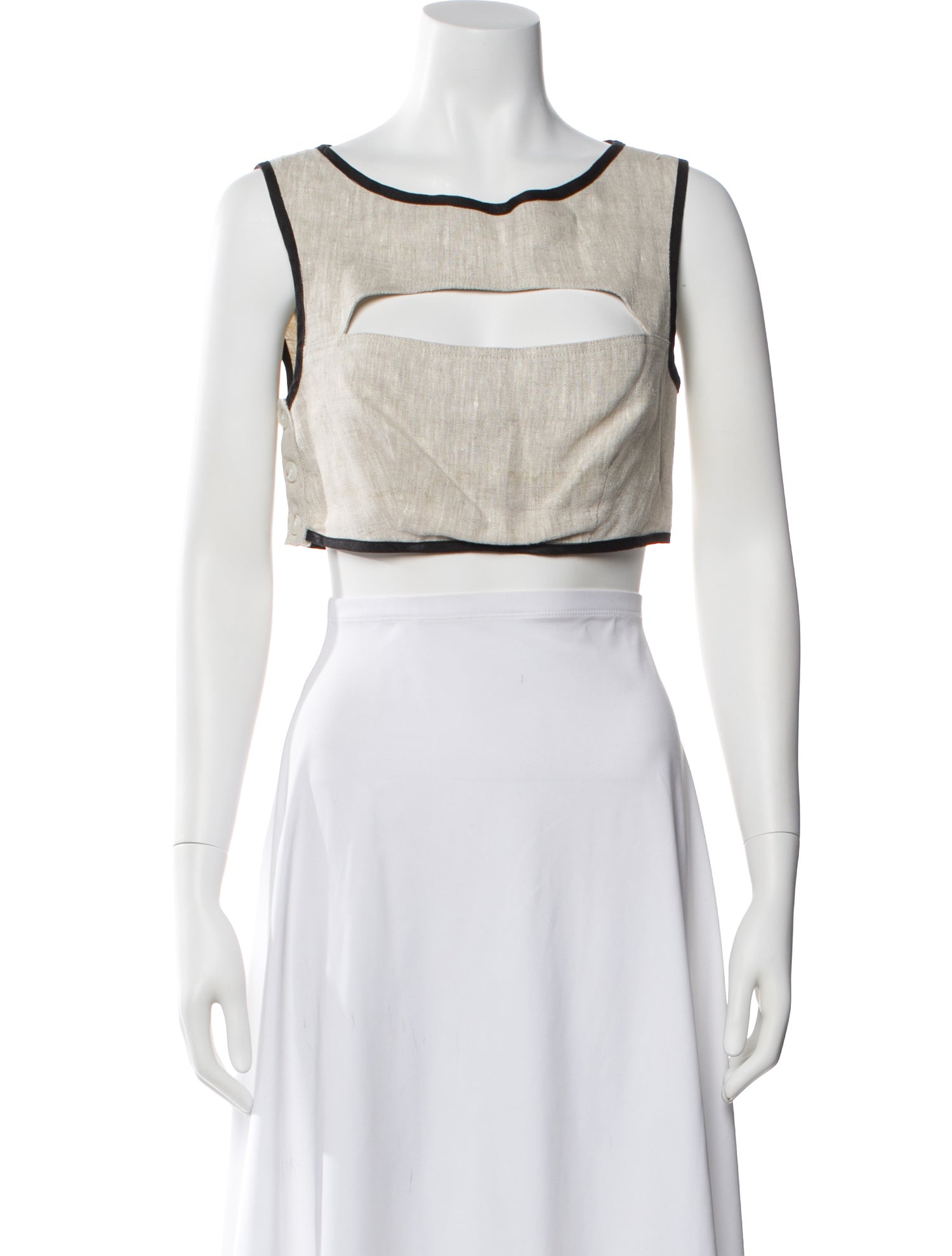 Matthew Bruch Linen Crew Neck Crop Top