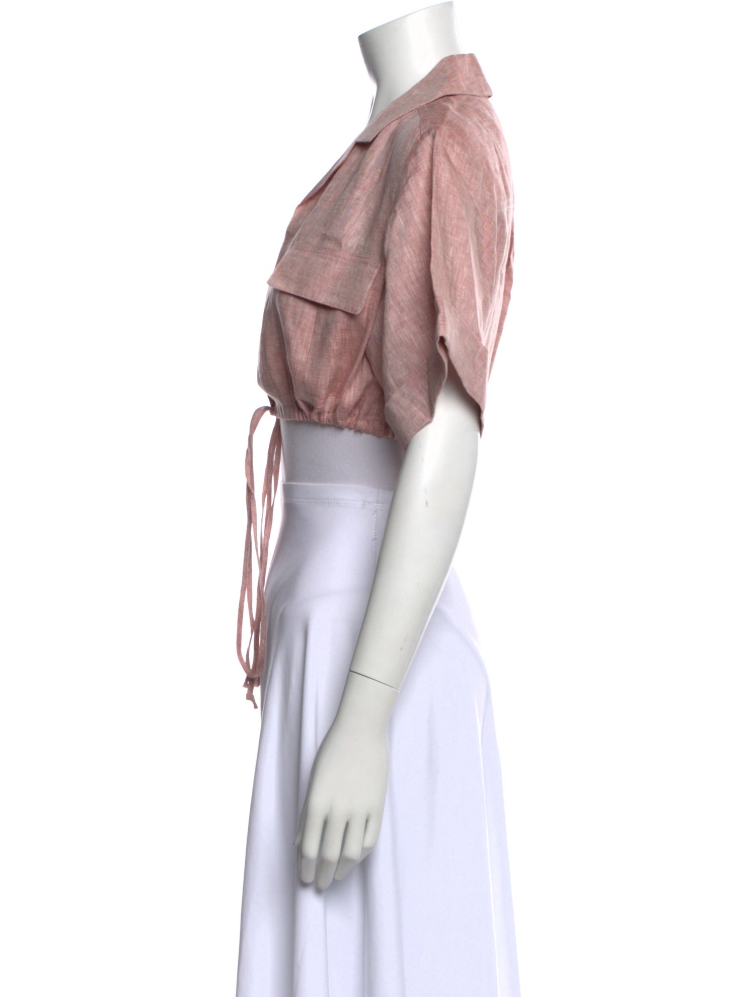 Matthew Bruch Linen Short Sleeve Crop Top