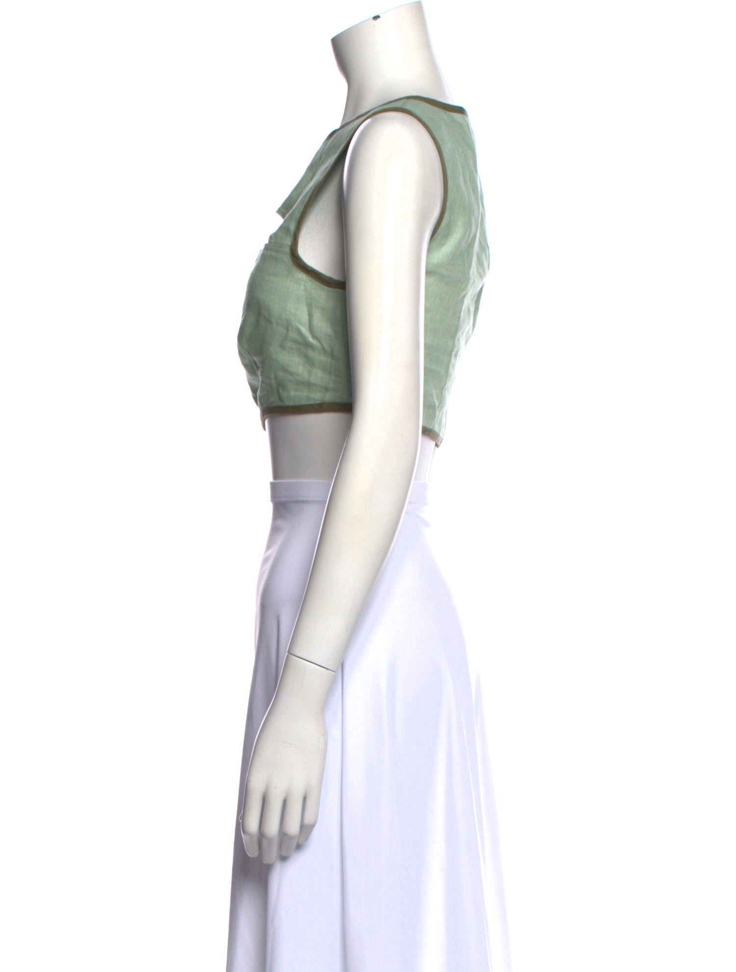 Matthew Bruch Linen Square Neckline Crop Top