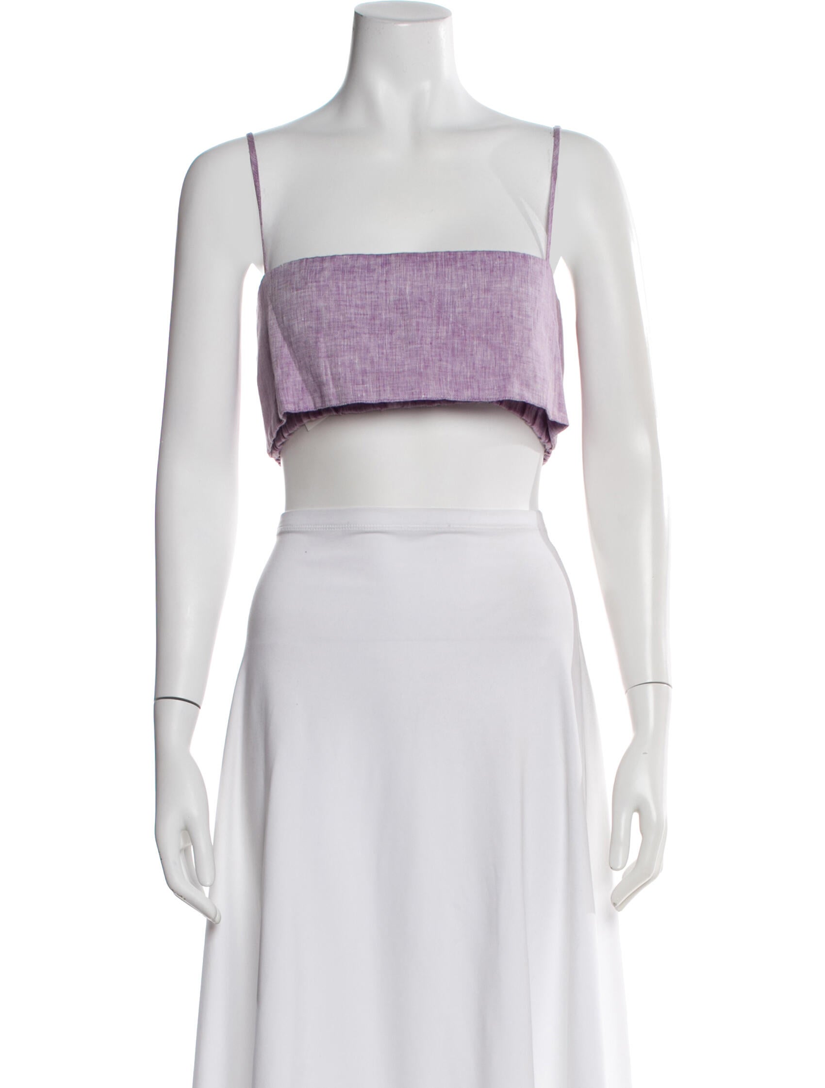 Matthew Bruch Linen Square Neckline Crop Top