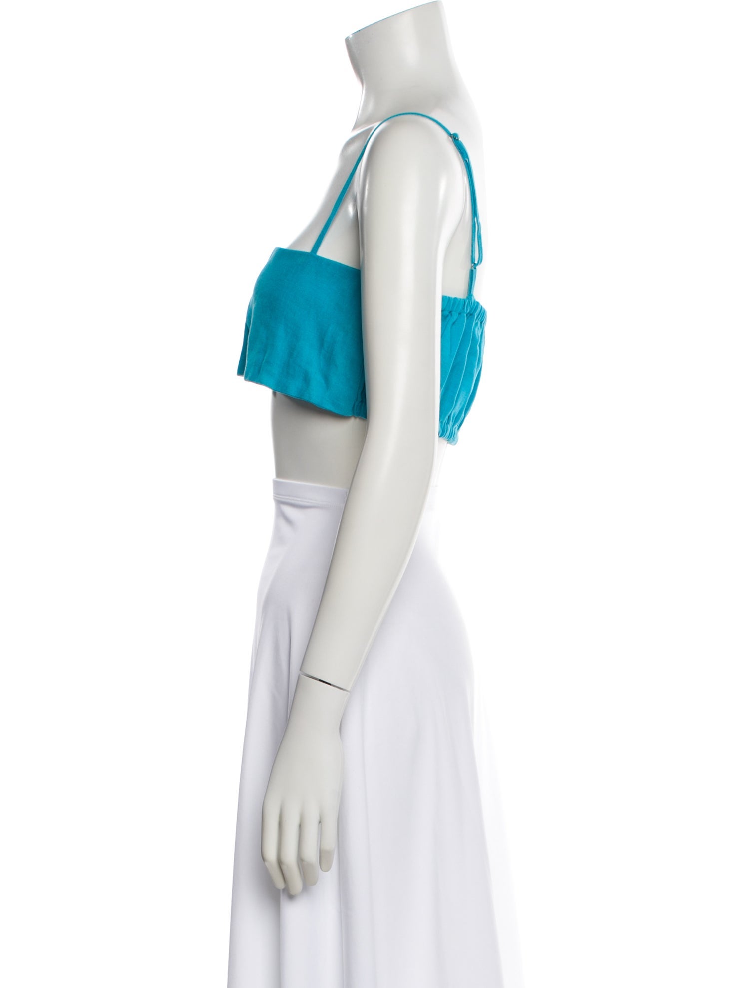 Matthew Bruch Linen Square Neckline Crop Top