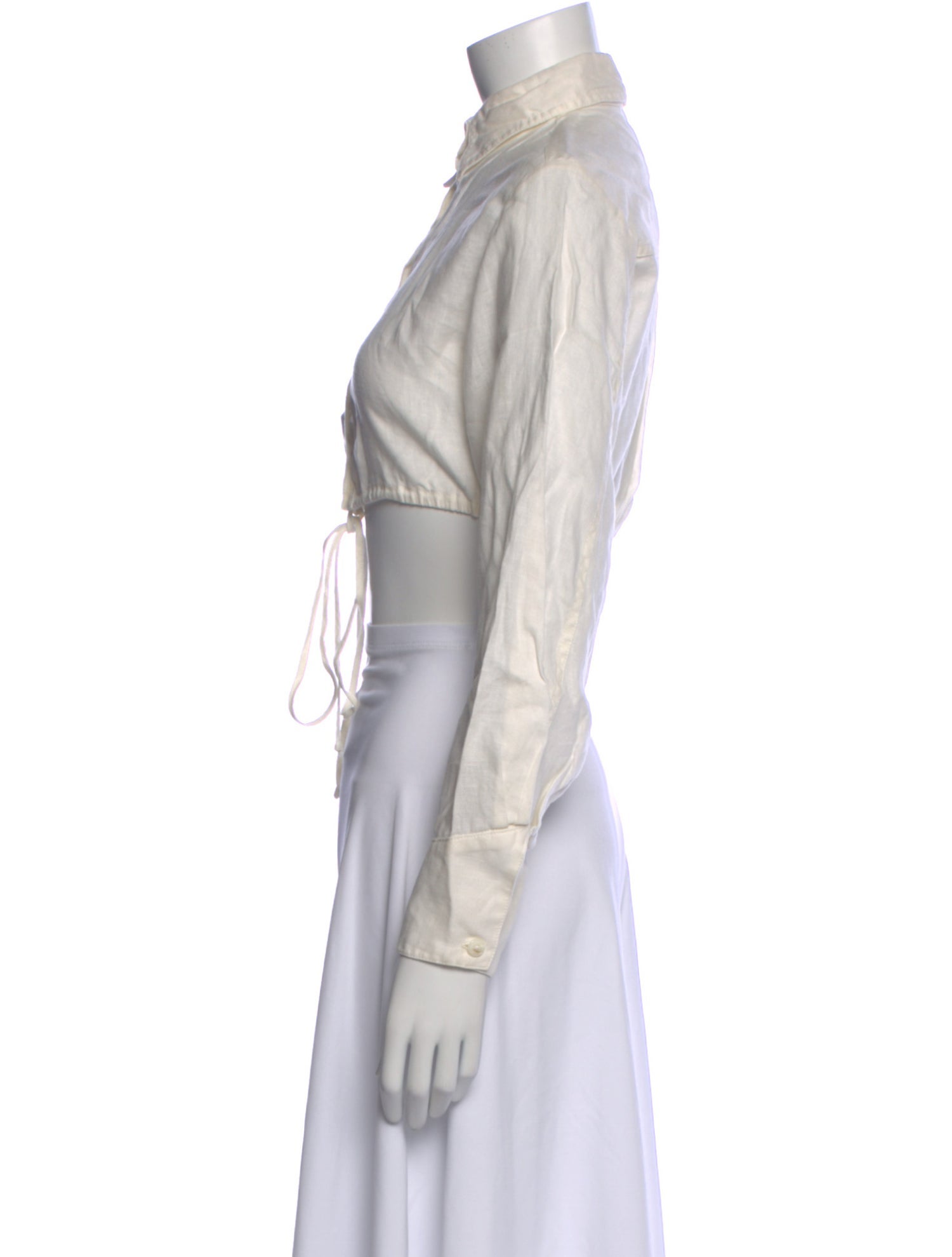 Matthew Bruch Linen Long Sleeve Crop Top