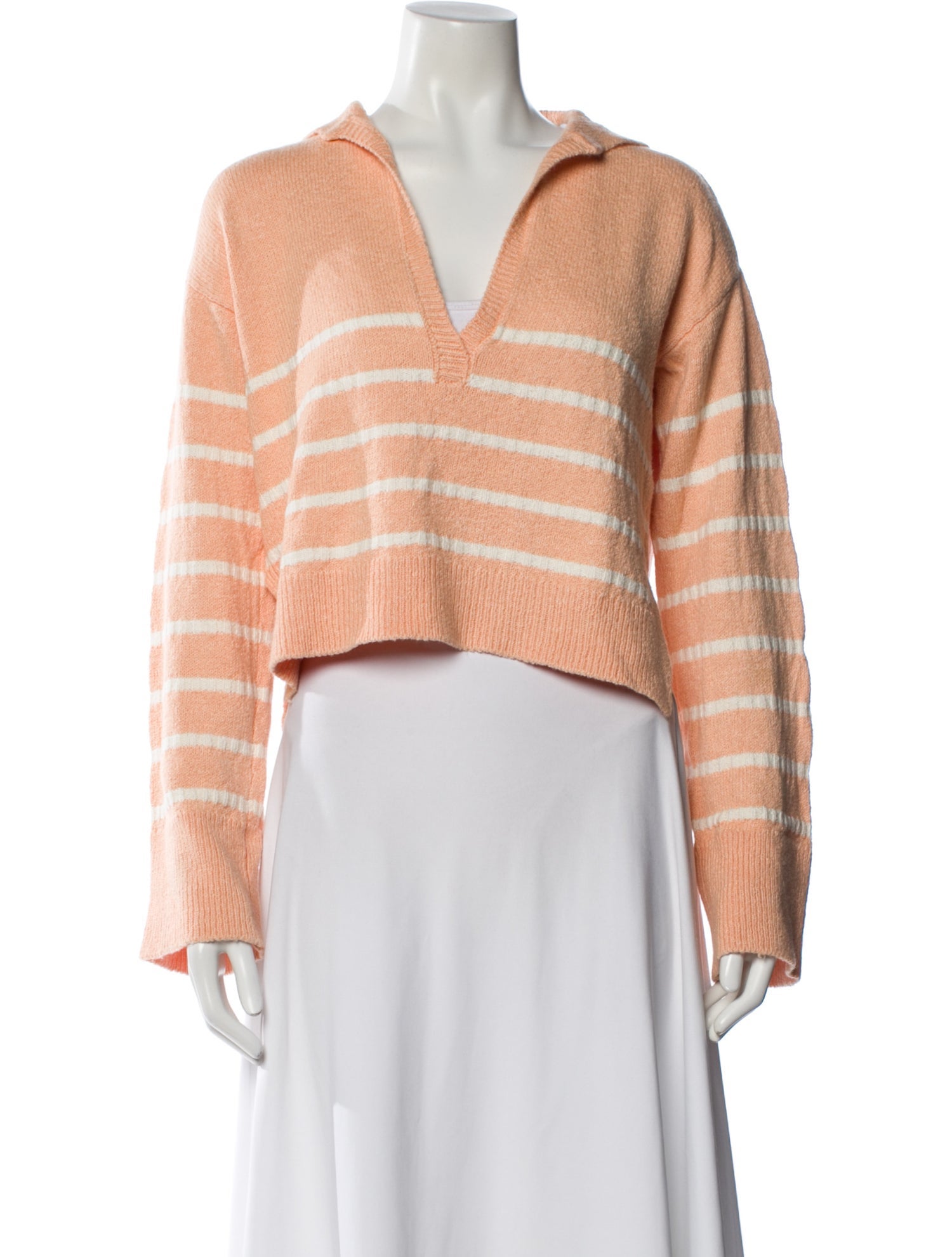 Matthew Bruch Striped V-Neck Crop Top