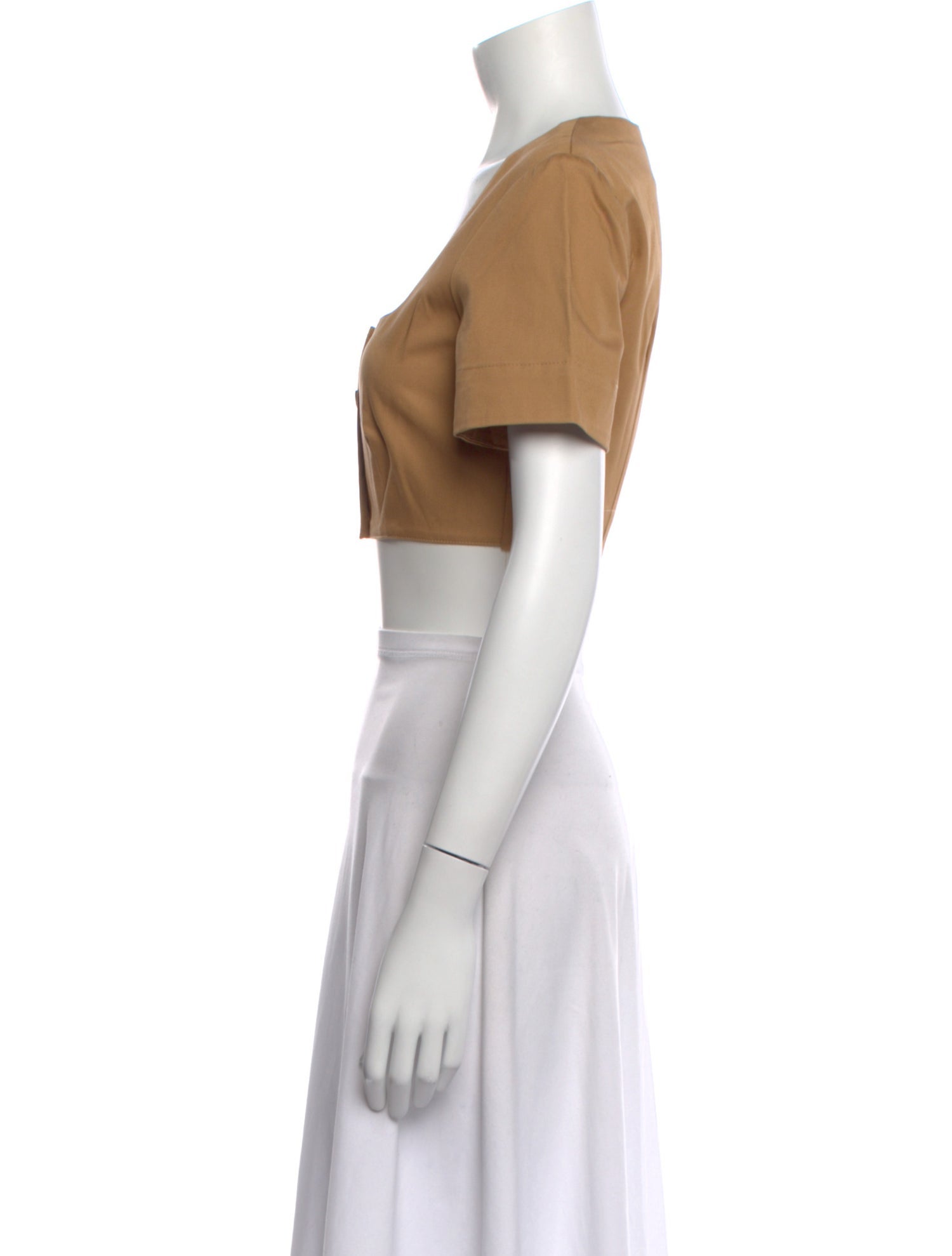 Matthew Bruch Square Neckline Short Sleeve Crop Top