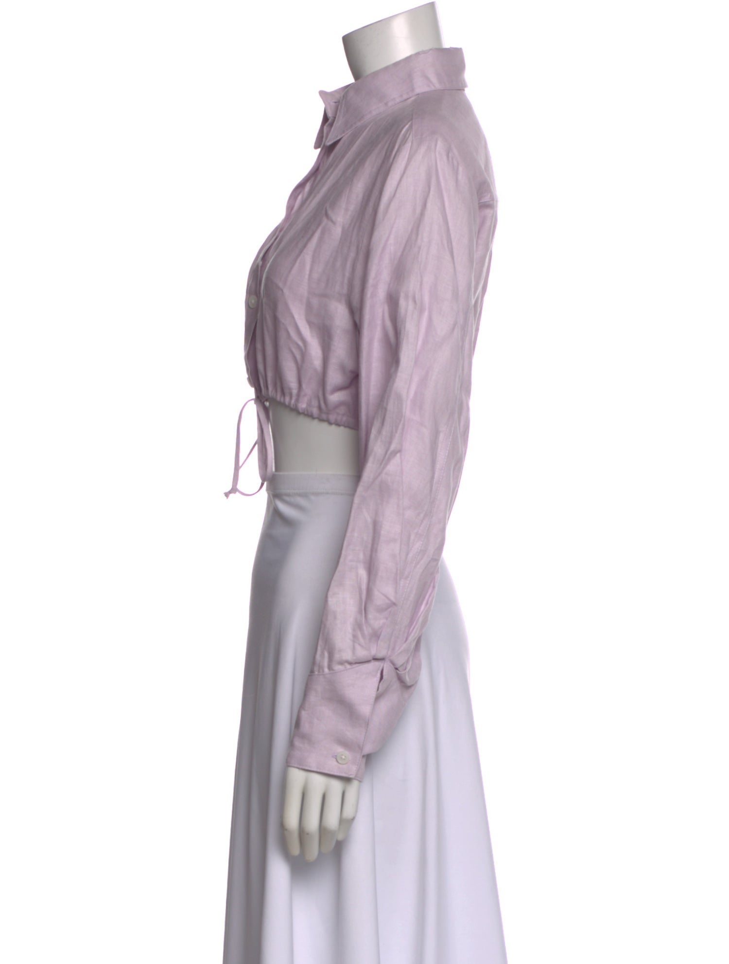 Matthew Bruch Linen Long Sleeve Crop Top