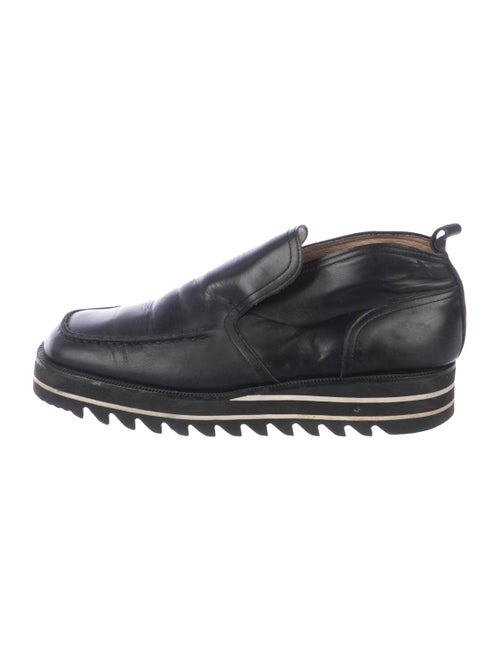 Matsuda Leather Square-Toe Loafers black