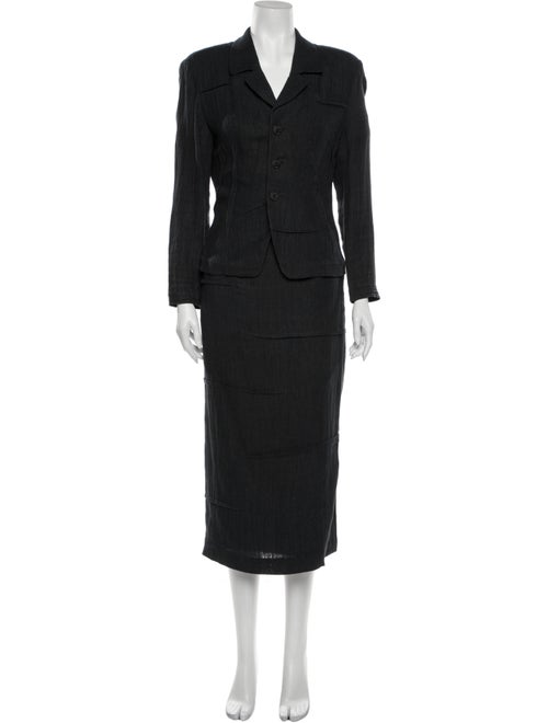 Matsuda Linen Skirt Suit Blue