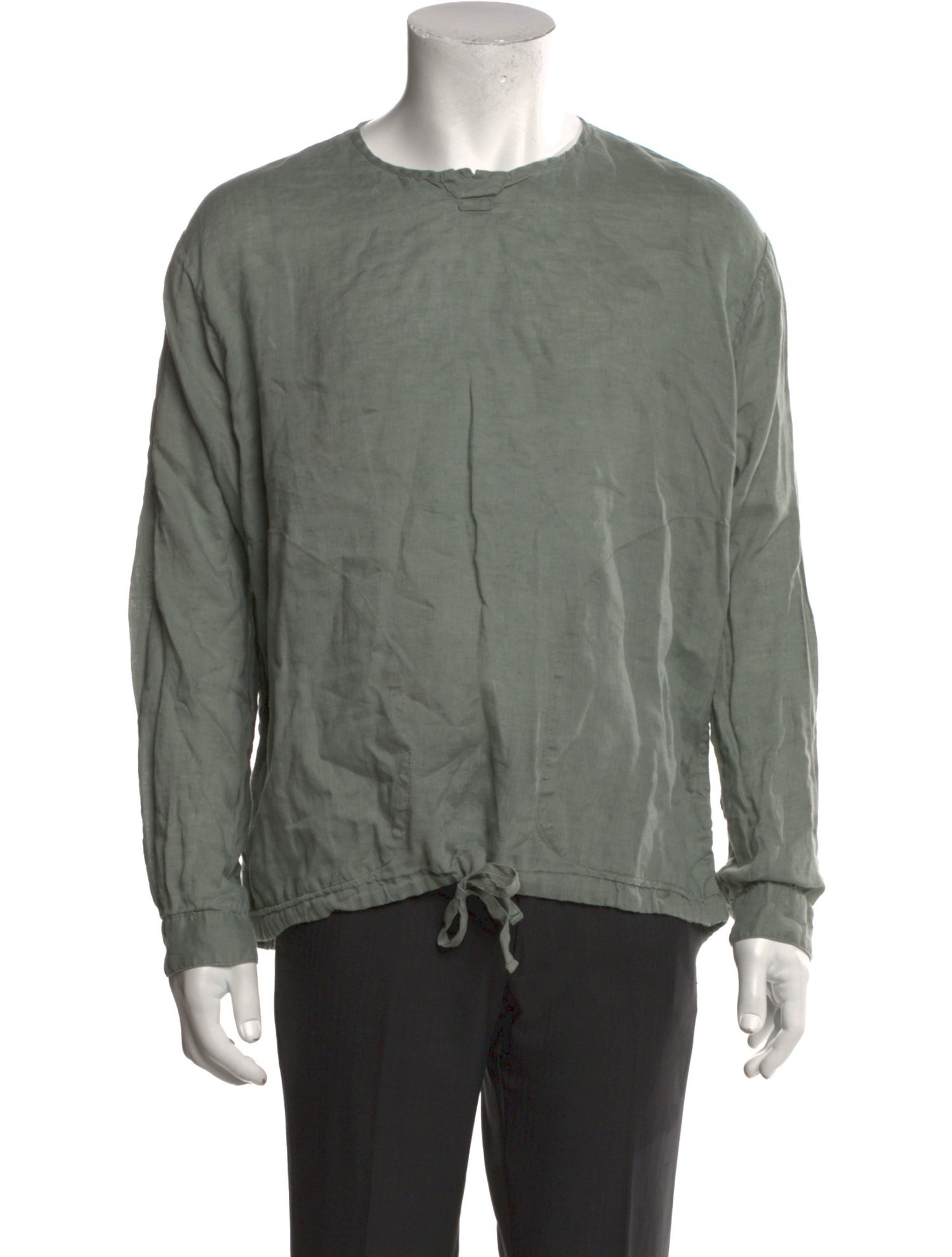 Monitaly Linen Crew Neck Henley