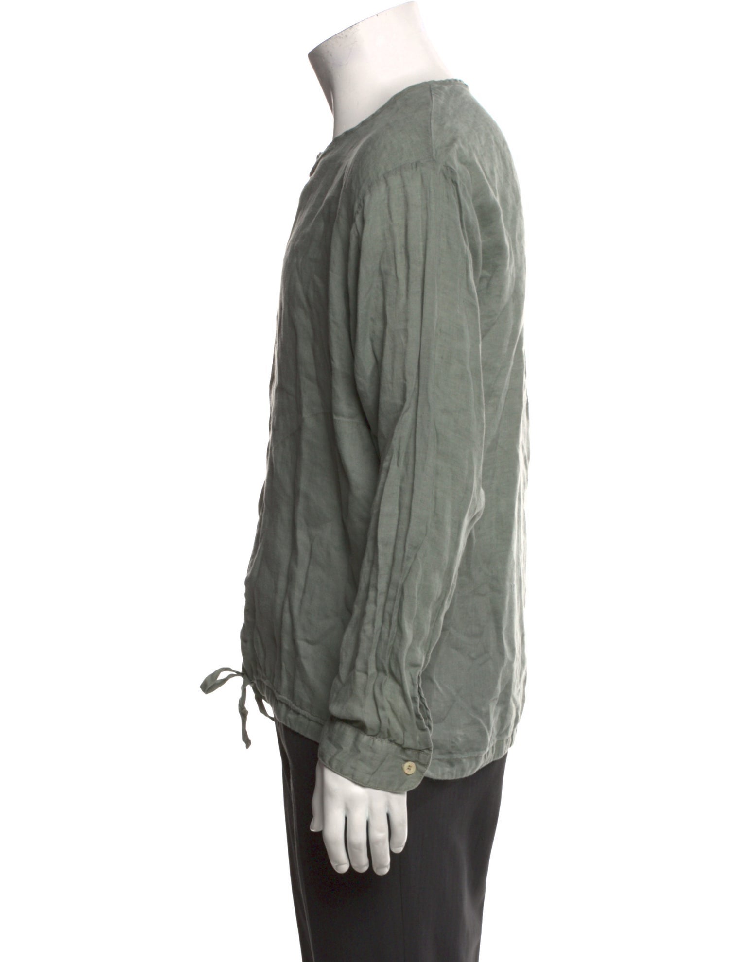 Monitaly Linen Crew Neck Henley