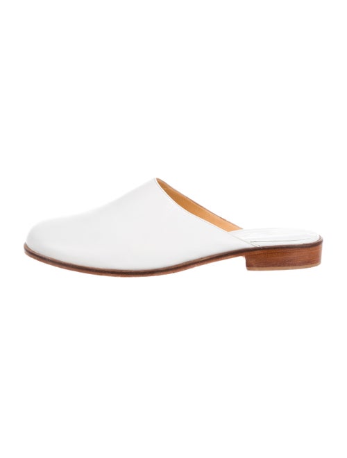 Martiniano Leather Round-Toe Mules White