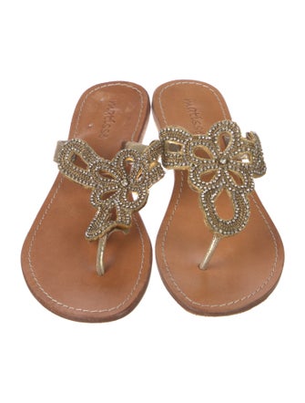 Matisse Leather Crystal Embellishments Slides