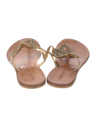 Matisse Leather Crystal Embellishments Slides