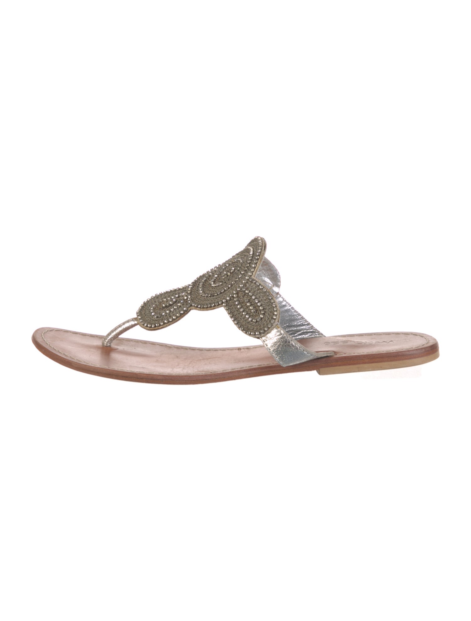 Matisse Leather Crystal Embellishments Slides