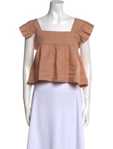 Matta Tops Linen Square Neckline Crop Top M