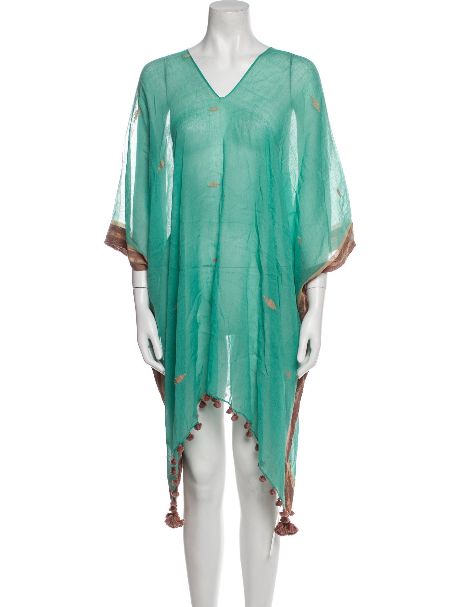 Matta Striped Pom-Pom Embellishments Cover-Up